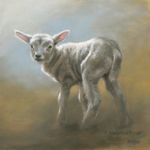 'Little Lamb', 25x25 cm, oil on panel (sold)