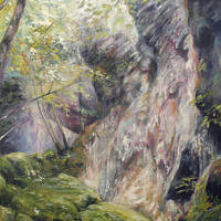 'Dry waterfall at Herisson', 70x100 cm, oil painting (NFS)