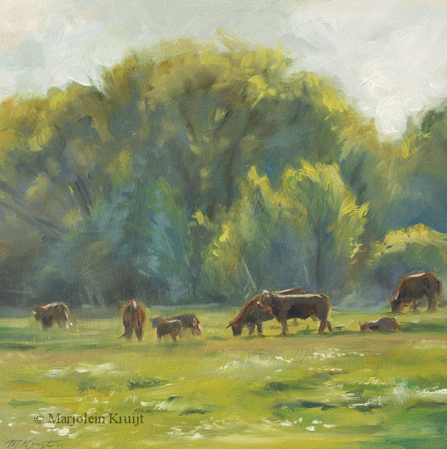 'Cows'- en plein air, 20x20 cm, oil paint (sold)