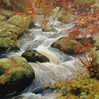 'Becky falls'-autumn, 60x60 cm, oil painting (sold)