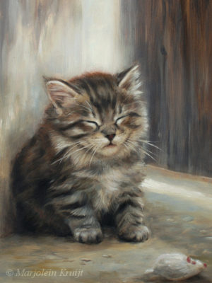 'Dreaming'- kitten portrait, 18x24 cm, oil painting (sold)