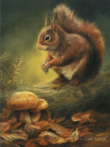 'Autumn squirrel', 18x24 cm, oil painting (sold)