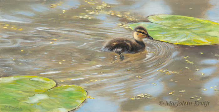 'Early Spring'-Duckling, 40x20 cm, oil (sold)