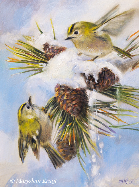 'Goldcrests', 15x20 cm, oil painting (sold)