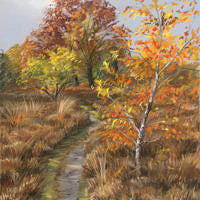 'Autumn and heatherfield', 25x30 cm, pastel