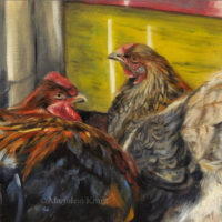'Chickens', 18x24cm, oil painting (for sale)