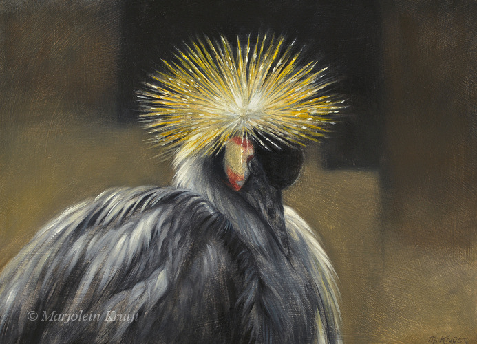 ‘Silence’- Grey crowned crane, 40x25cm, oil painting (sold)