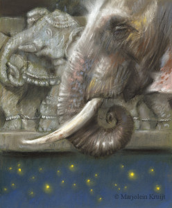 'Memories'-indian elephant, 22x29 cm, pastel (for sale)