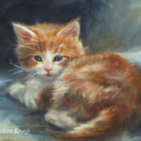 'Red kitten', 18x13 cm, oil painting (sold)