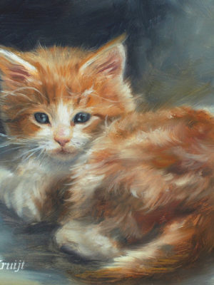 'Red kitten', 18x13 cm, oil painting (sold)