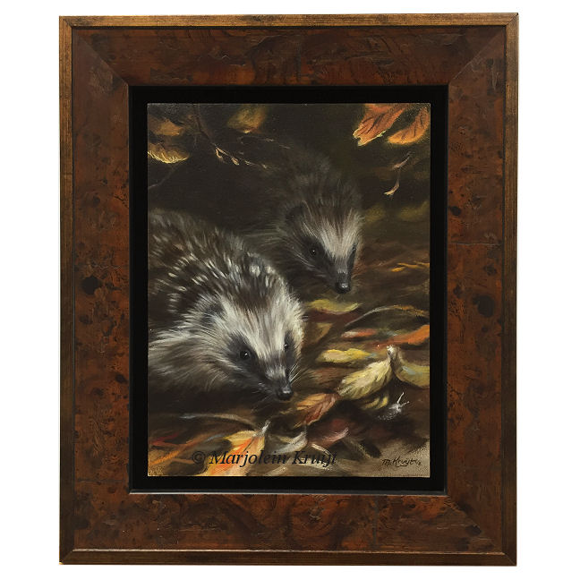 'Hide and seek!'-Hedgehogs & snail, painting (for sale)