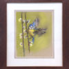 'Blue tit in spring', 28x23 cm, pastel painting (for sale)