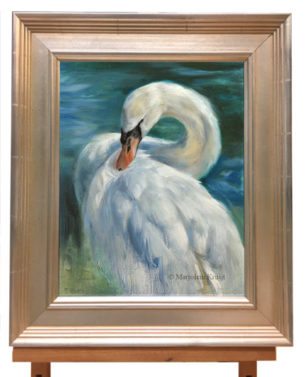 'Mute swan', 25x30 cm, oil painting
