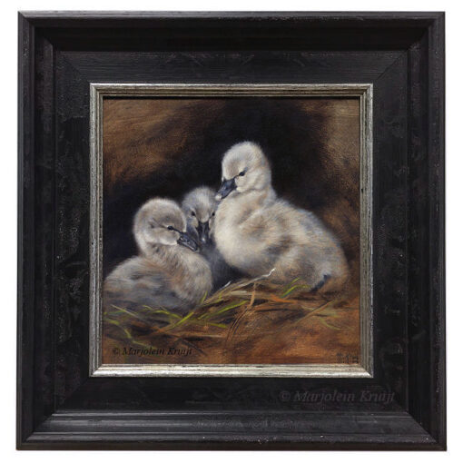 ''Black cygnets', 20x20 cm, oil painting (sold)