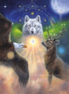Cover artwork Archangel Animal oracle card deck - wolf, bald eagle, stag