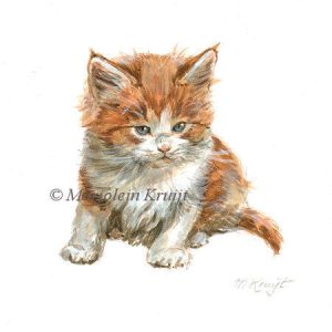 'Red-white Kitten', miniature portrait , 10x10 cm (sold)