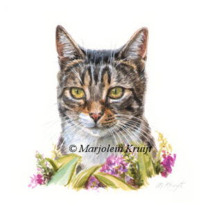 'Tabby cat', miniature 10x10 cm, Marjolein Kruijt (sold/commission)