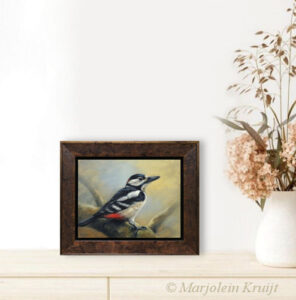'Great spotted woodpecker', painting 18x24 cm, (for sale)