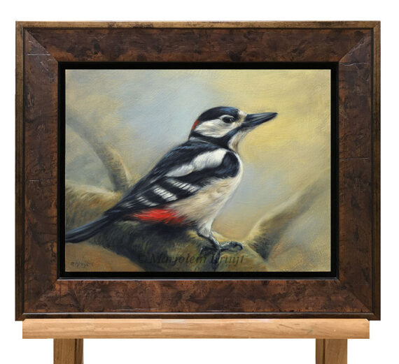 Great spotted woodpecker, painting 18x24 cm, (for sale)