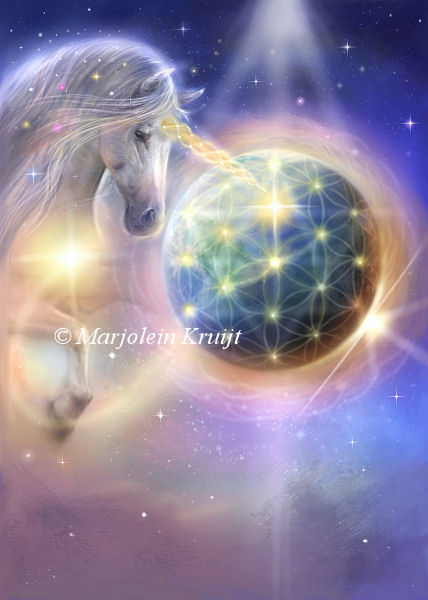 (42)oneness - unicorns helping the earth ascend - [unicorn painting / illustration]