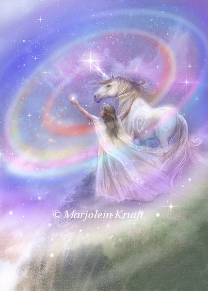 (43) enlightenment - Unicorns help you lift the veils of amnesia - artwork /illustration