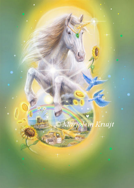 (08) Abundance - Unicorn blessings with Archangel Raphael [Unicorn painting / illustration]
