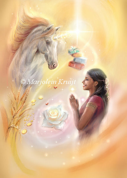 (24) shower of blessings - Unicorn painting / illustration