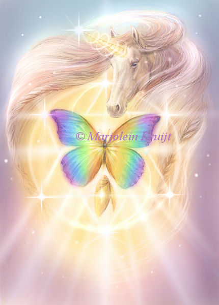 (19) coccoon of white light - Archangel Metatron, unicorn illustration