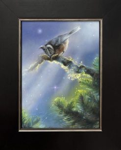 'Magic air'-crested tit, 24x18 cm, oil, (for sale)