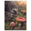 'Autumn- hedgehogs and toadstools' 24x18cm, oil painting for sale