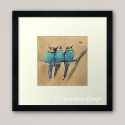 'The challenger', Bee eaters with bee - artprint