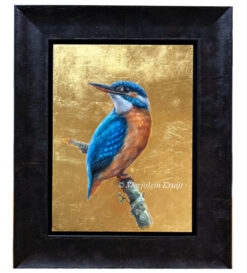 'Kingfisher' painting with 24K gold leaf [for sale]