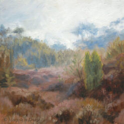 'Lheebroekerzand V', magical heathland path | painting of a Drenthe heathland landscape with juniper trees [for sale]